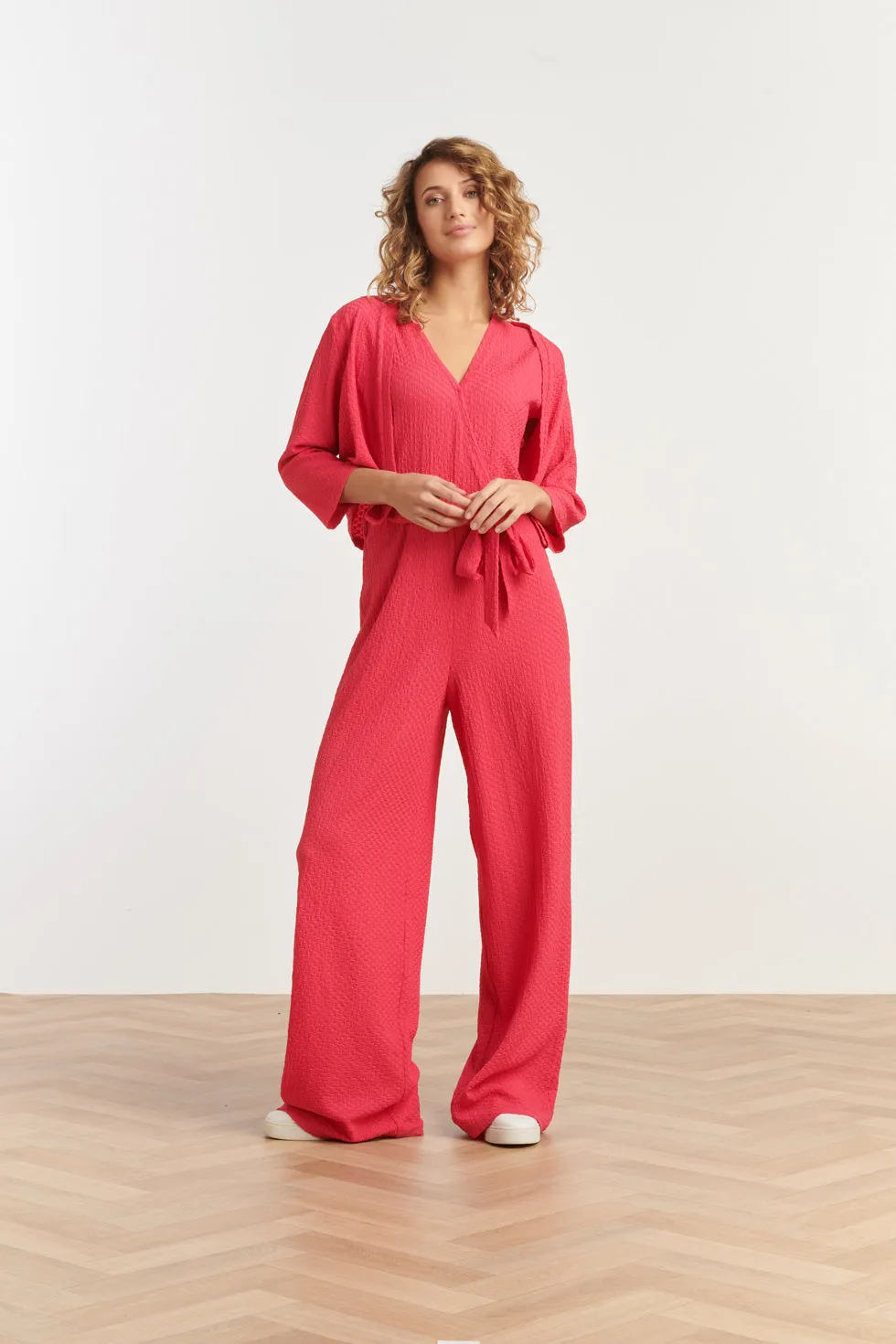 25269  Stretchy Crinkle Bolero | Pink