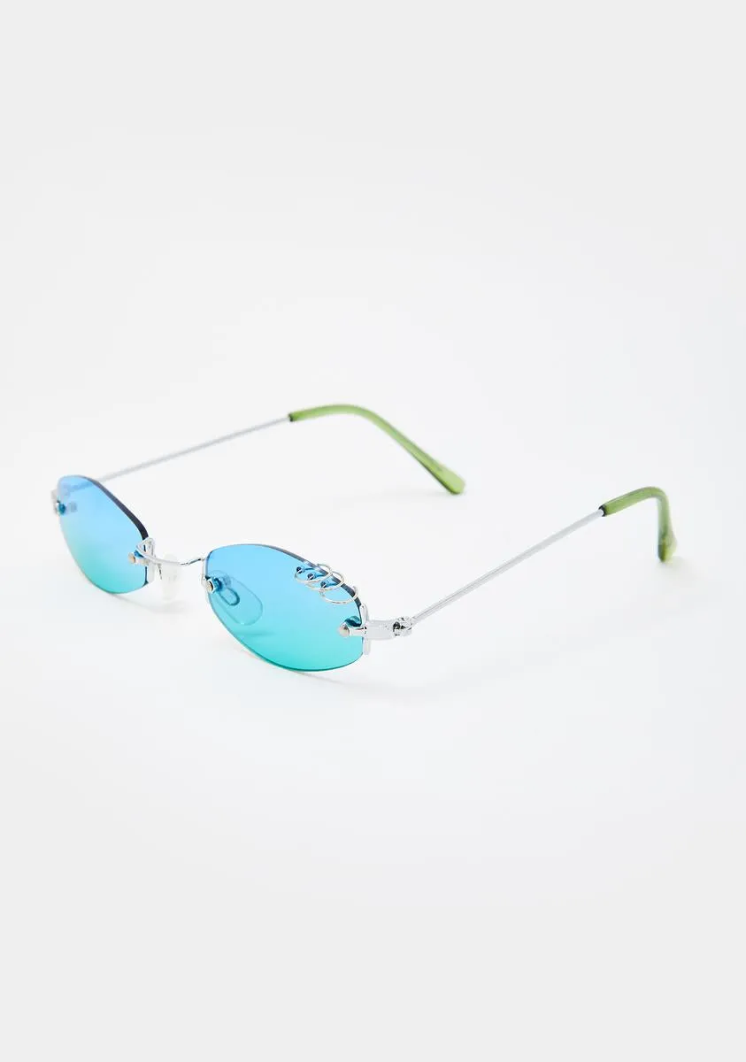 Blue Green Pierced Oval Sunglasses