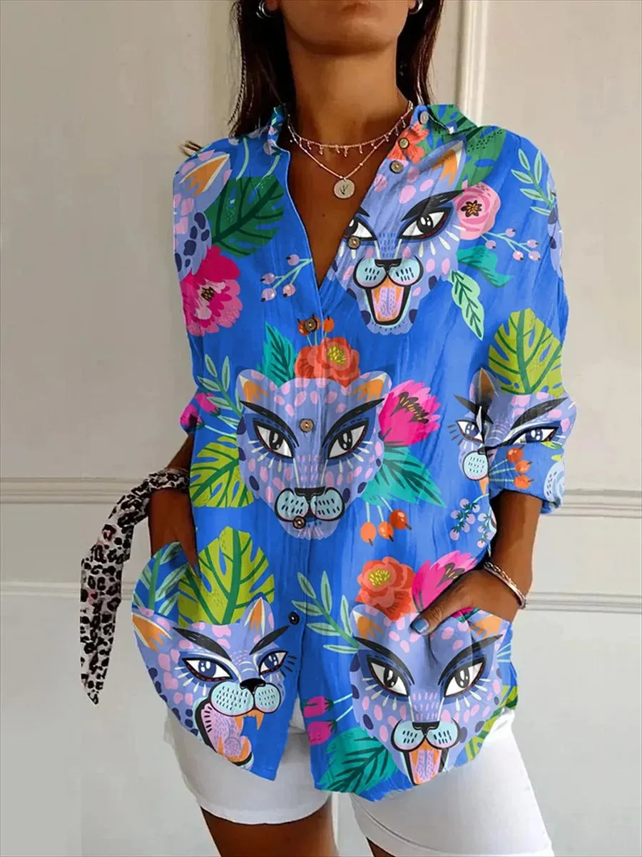 Briar - Playful 3D Fish Print Beach Shirt for Plus Size Women