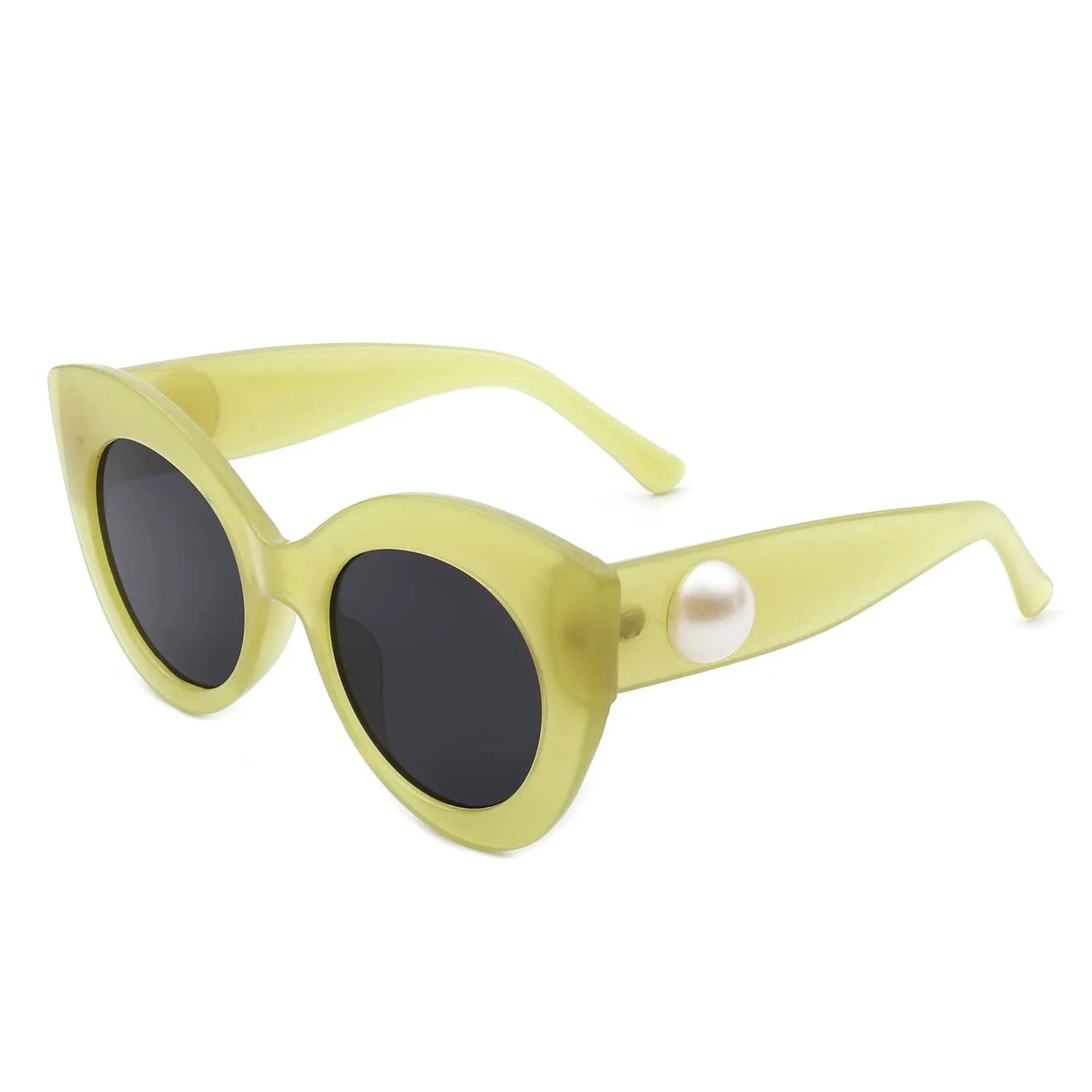 Retro Round Pearl Cat Eye Sunglasses