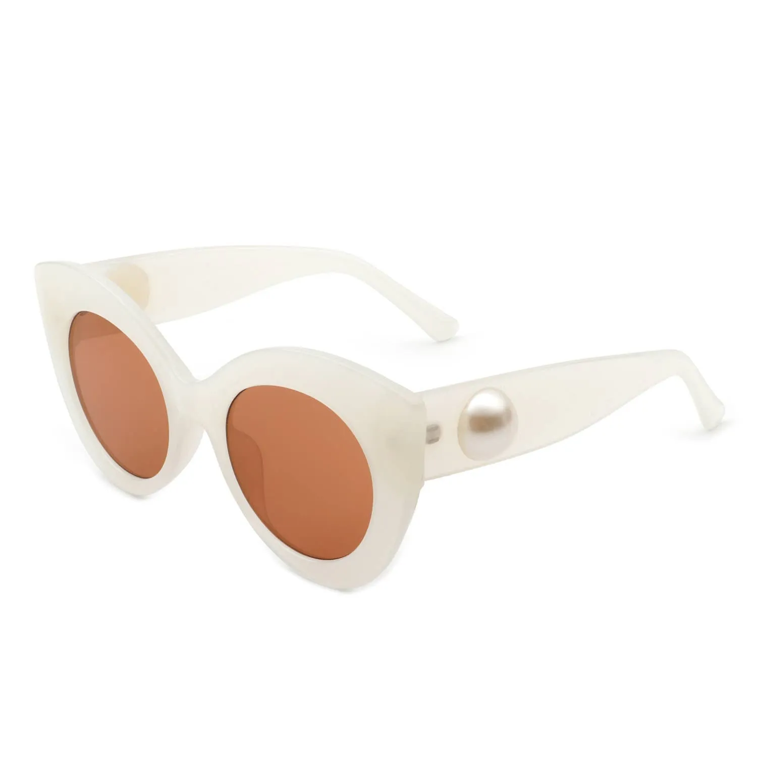 Retro Round Pearl Cat Eye Sunglasses