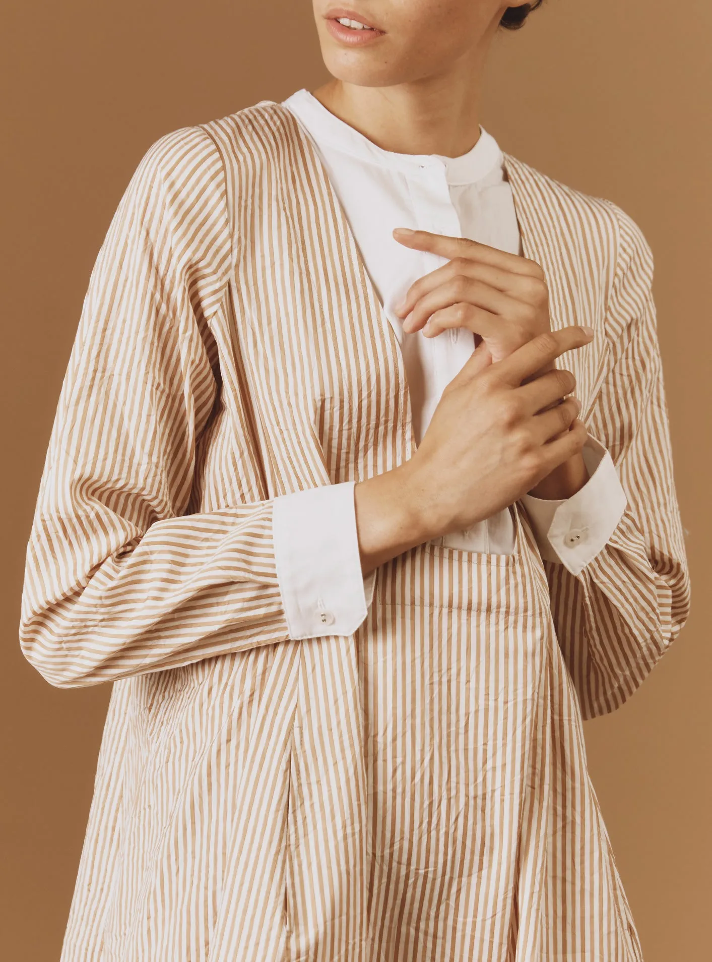 Victoria Midi Kaftan - Crinkle satin - Cappuccino