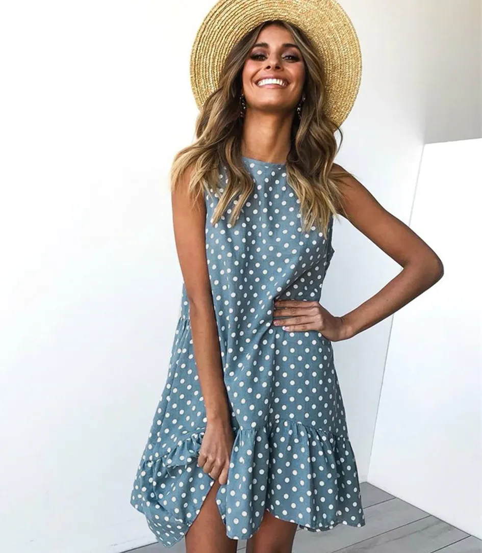 Women's Summer Casual Sleeveless Beach Mini Dress | Plus Size