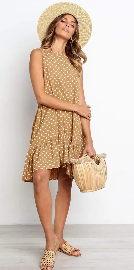 Women's Summer Casual Sleeveless Beach Mini Dress | Plus Size