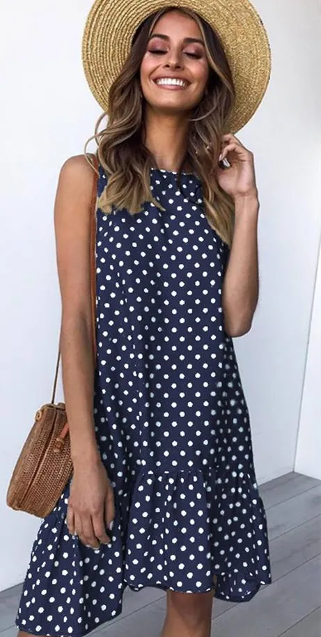 Women's Summer Casual Sleeveless Beach Mini Dress | Plus Size