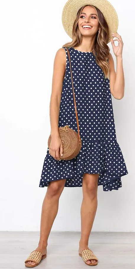 Women's Summer Casual Sleeveless Beach Mini Dress | Plus Size